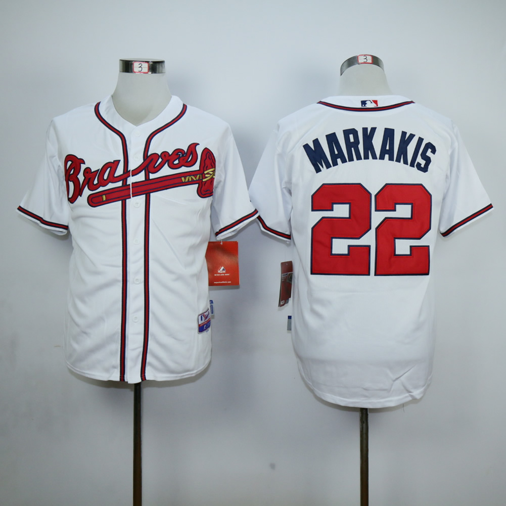 Men Atlanta Braves #22 Markakis White MLB Jerseys
